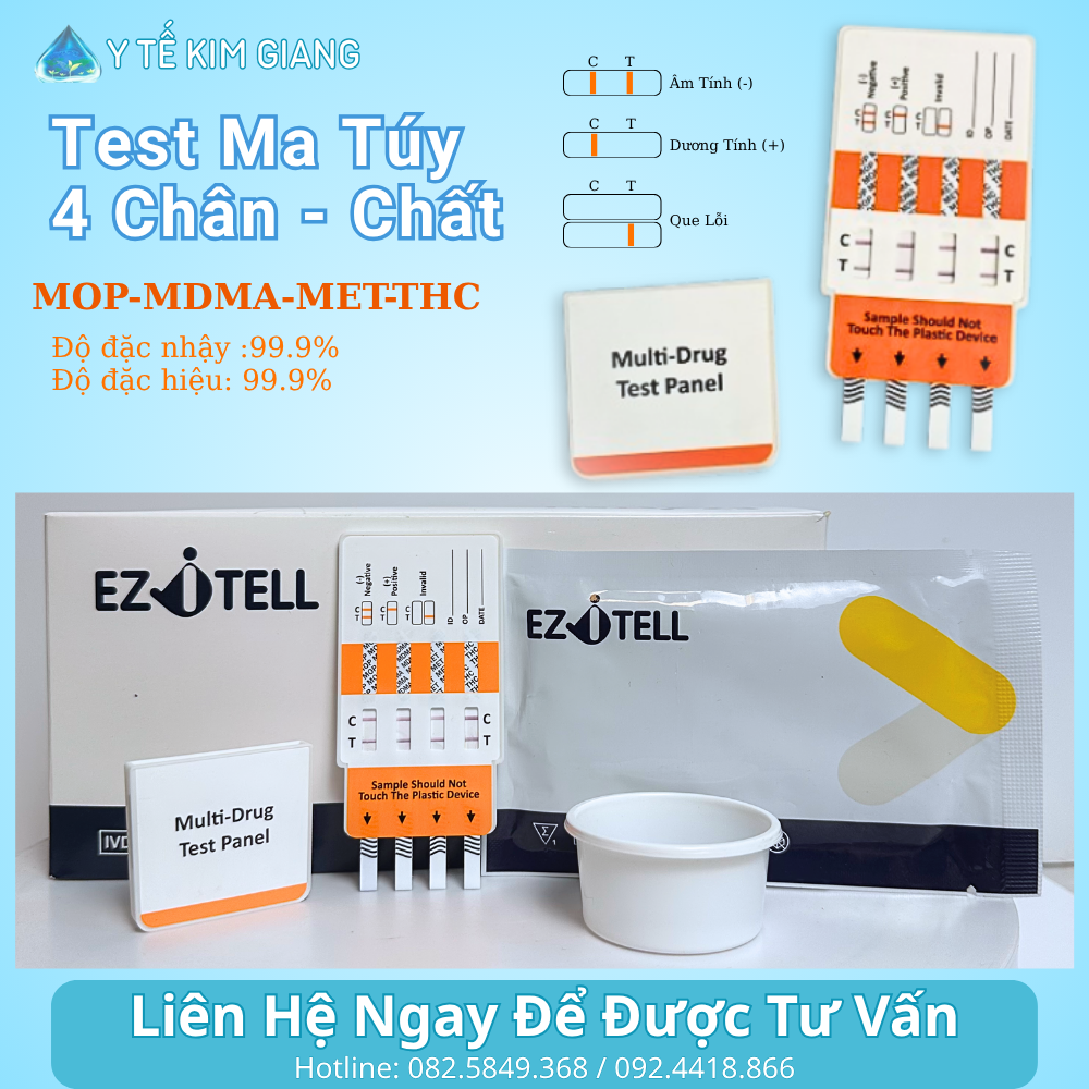 Que test ma túy 4 chân EZiTELL (MOP/MDMA/MET/THC) 1 1 3