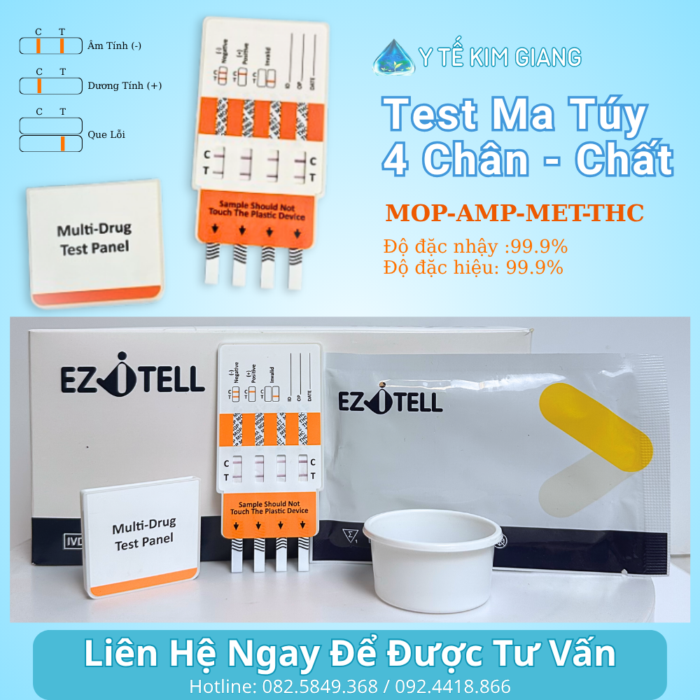 Que test ma túy 4 chân EZiTELL (MOP/AMP/MET/THC) 1 2 3