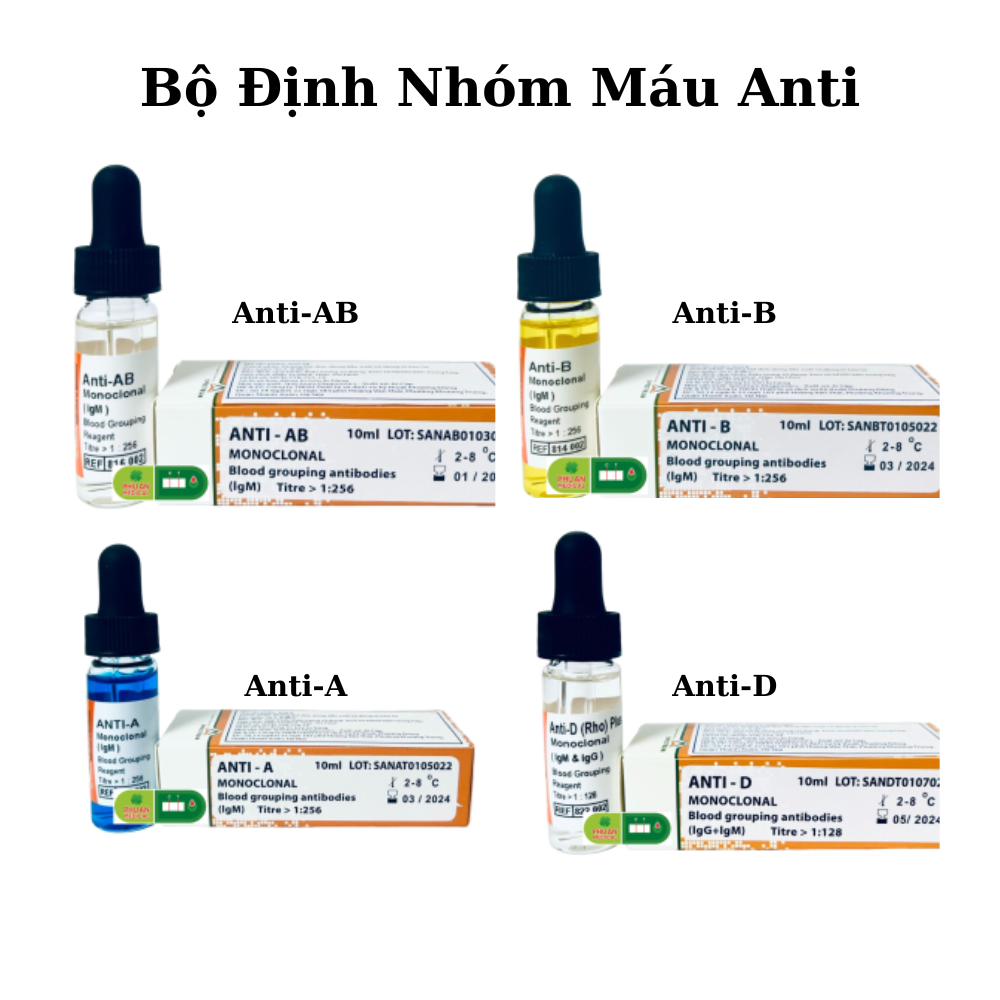 Test Nhóm Máu Anti-A/B/AB/D 10 ml IgM+IgG – Xét Nghiệm ABO & Rh(D) Chính Hãng 4 10 1