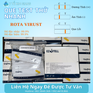 Test thử nhanh Rotavirus EZITELL – Rotavirus Antigen từ mẫu phân, đọc 10–15 phút