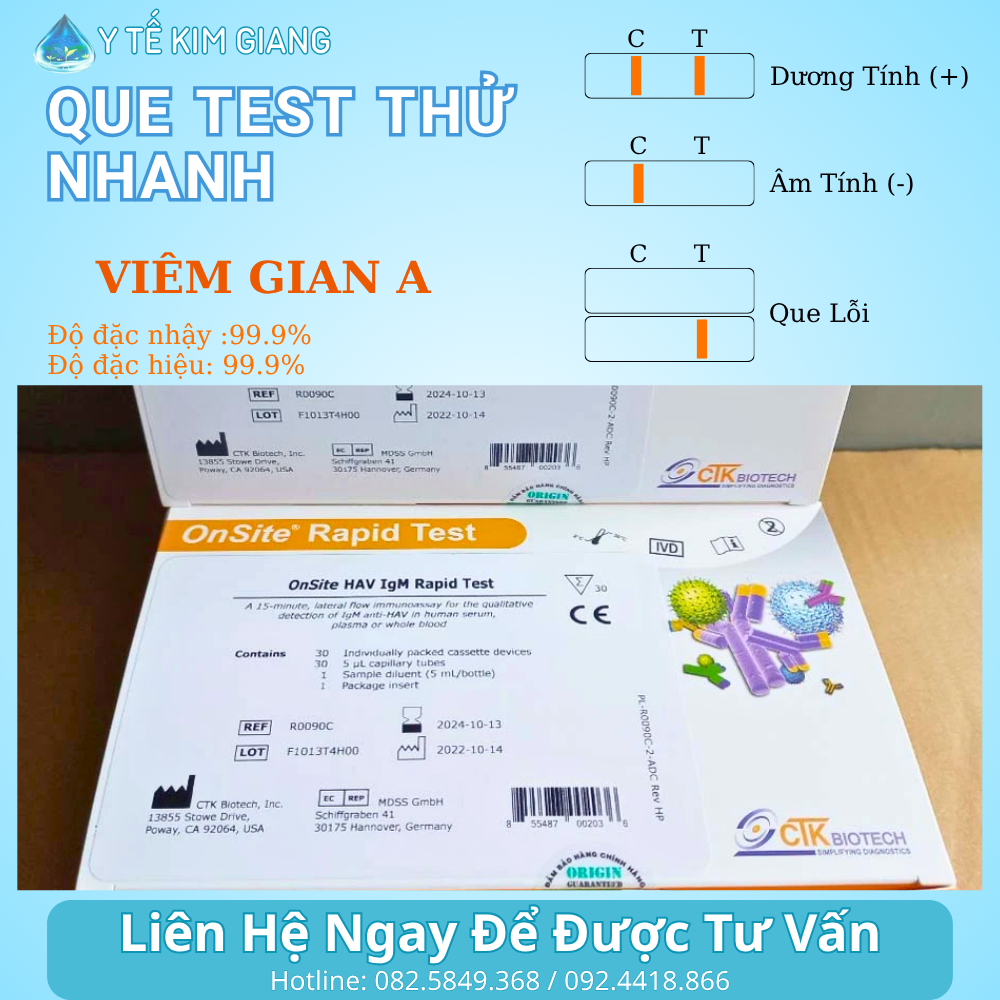 Test viêm gan A CTK – sàng lọc HAV IgM, mẫu máu, 10–15 phút 1 1 7