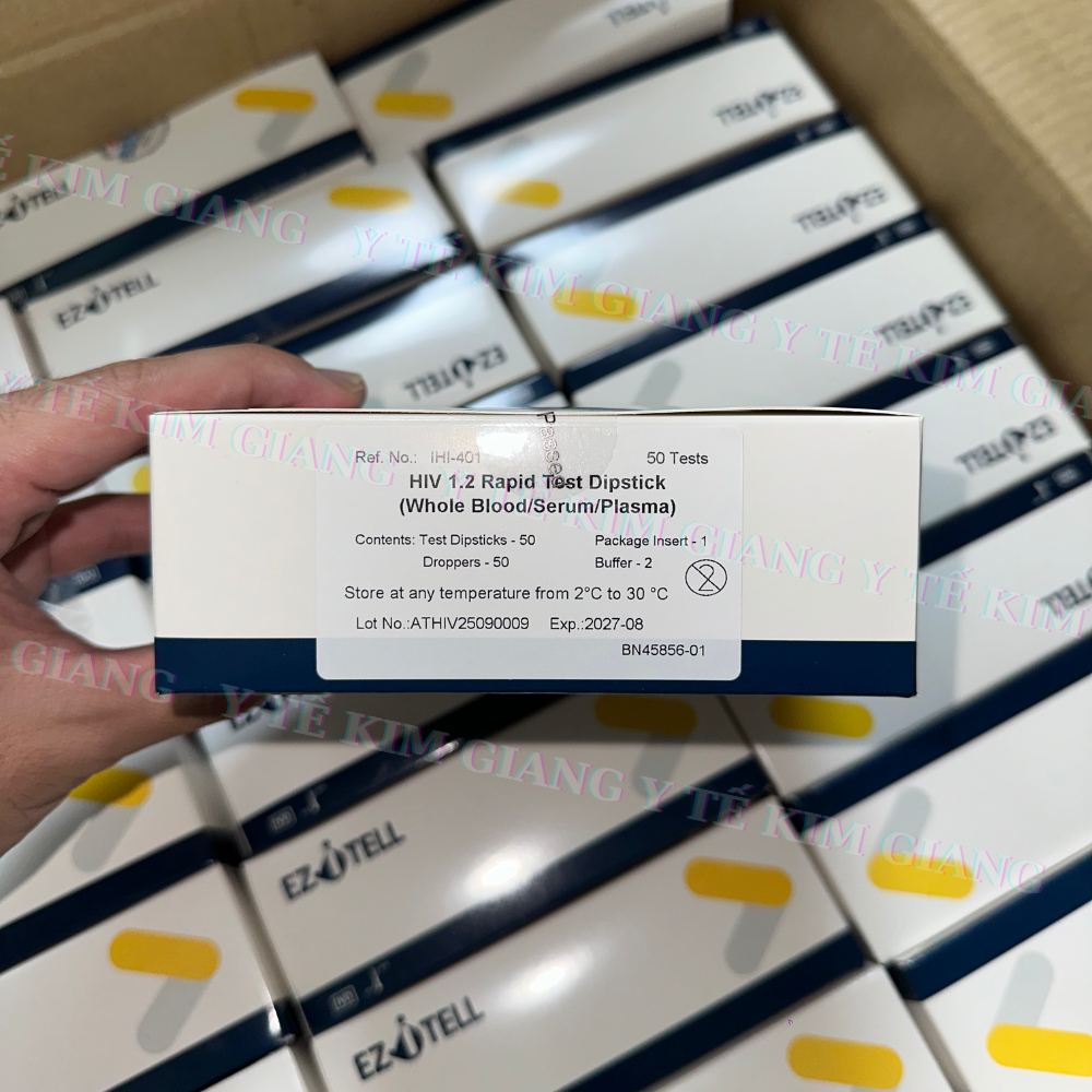 Test HIV EZITELL – Dạng que & dạng khay, HIV 1/2 Ab hoặc Ag/Ab (p24), đọc 10–20 phút 2 11 6