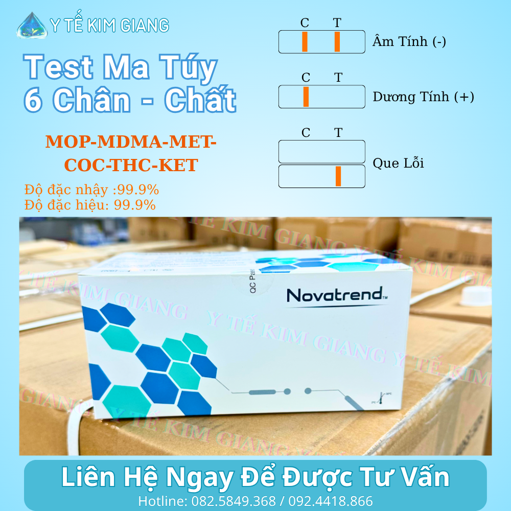 Que test ma túy 6 chân Novatrend (MOP–MDMA–MET–COC–THC–KET) – sàng lọc nước tiểu, đọc 5 phút 1 14 2