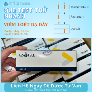 Test viêm loét dạ dày EZITELL – sàng lọc H. pylori, máu đầu ngón, đọc 10–15 phút