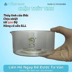 [CHẬU THỦY TINH CÓ MỎ CHỊU NHIỆT] Dày – Bền – An Toàn Pha Mẫu & Nuôi Cấy | Phi 100 / 125 / 150mm