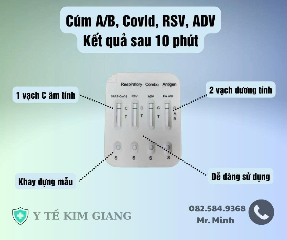Khay thử xét nghiệm định tính 5 loại cúm Respiratory Combo Antigen Rapid Test GENESIGN 2025 - TEST CÚM 5 IN 1 MỚI 3 5in1 2