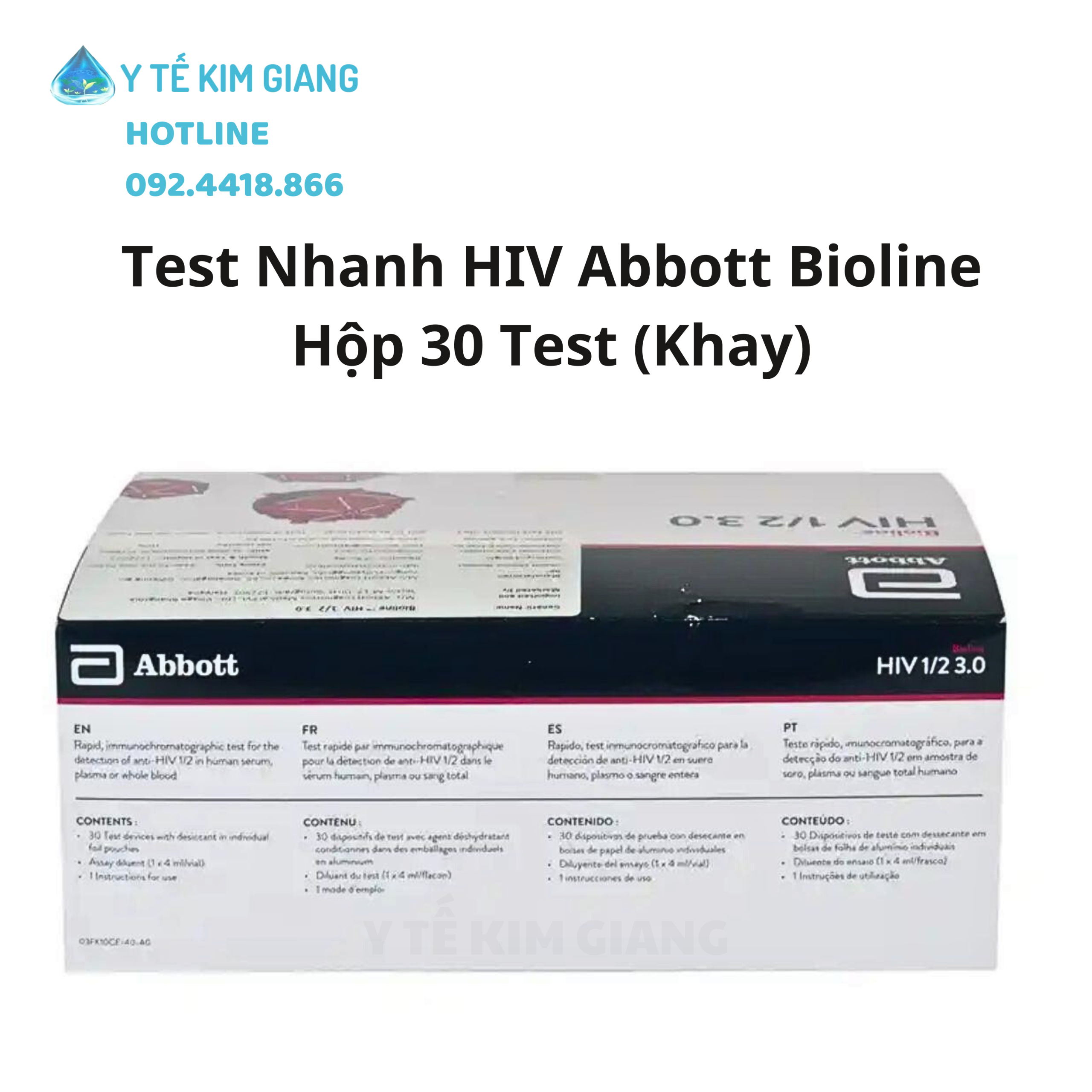 Khay Xét Nghiệm Định Tính Kháng Thể Kháng HIV-1 & HIV-2 - Test Nhanh HIV Abbott Bioline™ HIV 1/2 3.0 HỘP 30 TEST MỚI 2 HIV han 4 scaled