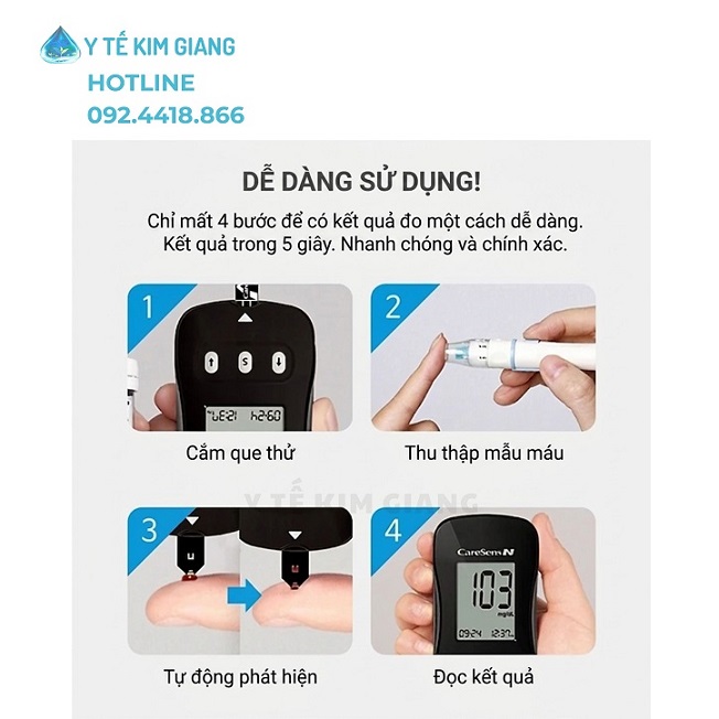 Máy đo đường huyết CareSens N chính hãng đo nhanh chính xác tại nhà kết quả SAU 5 GIÂY 2 may caresens N 3