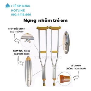 Nạng Tập Đi Trẻ Em Bằng Nhôm An Toàn – Chống Trượt, Nhẹ Và Dễ Sử Dụng