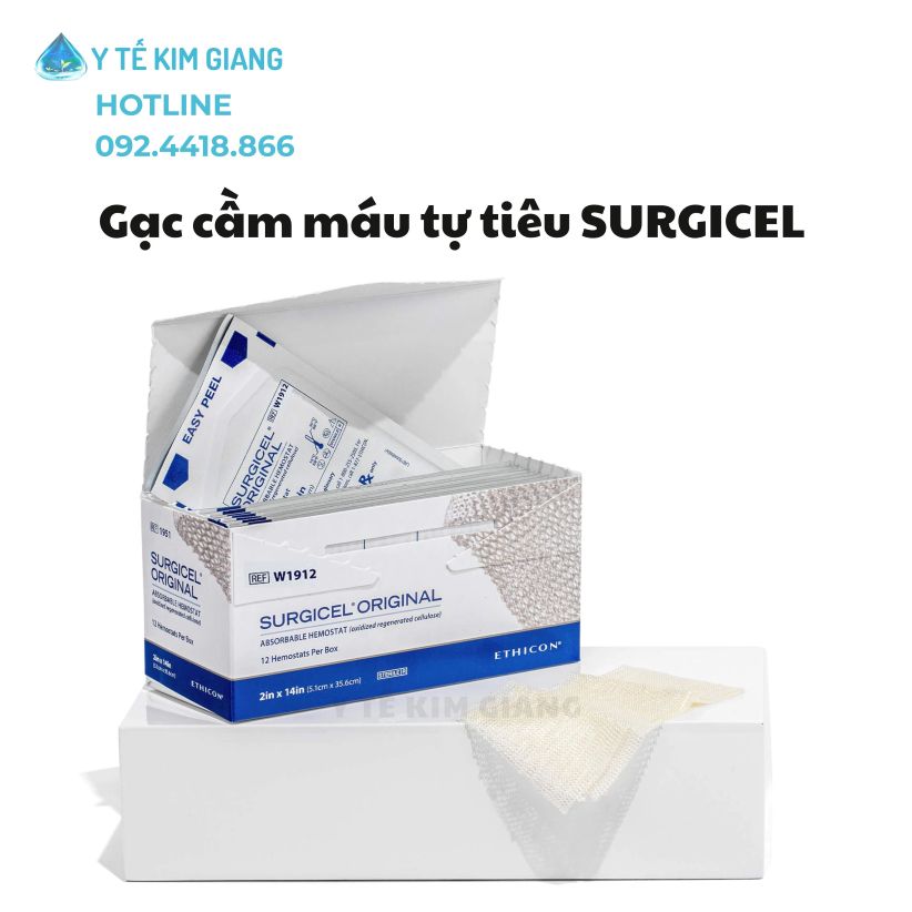Gạc cầm máu tự tiêu Surgicel Original W1912 Ethicon - Vật liệu cầm máu tự tiêu xuất xứ Thuỵ Sĩ 4 kg surgicel gac cam mau 3