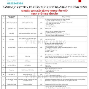 Vật tư khám sức khỏe toàn dân trọn gói - Có tư vấn | Danh mục 15+ sản phẩm được cập nhật MỚI NHẤT 5 DANH MUC VTYT 3