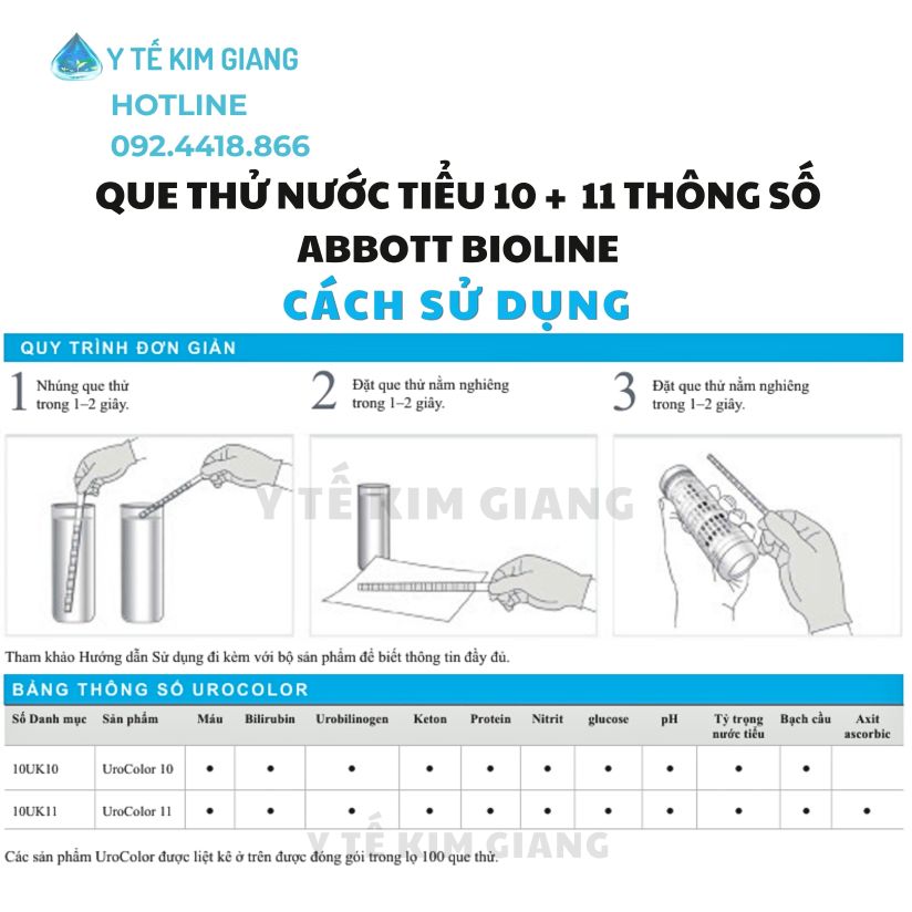Que Thử Nước Tiểu ABBOTT Xét Nghiệm Nhanh 10 Thông Số + 11 Thông Số Chính Hãng Hàn Quốc 2 abbott 1011 TS 3